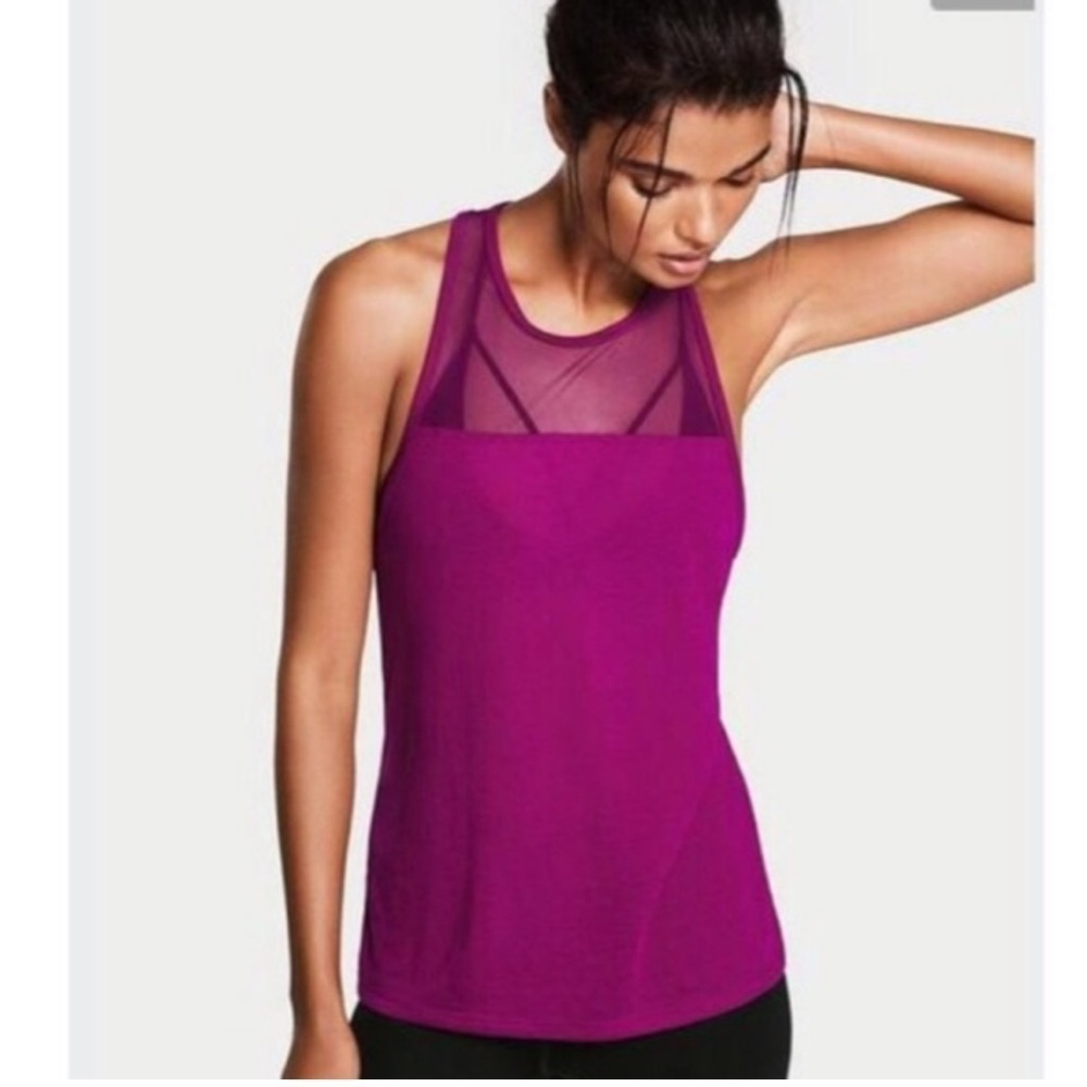 Victoria Sport Purple Mesh Top Sport Tank Top Medium